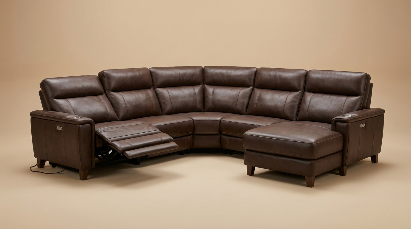 Amber Power Reclining Leather Sectional