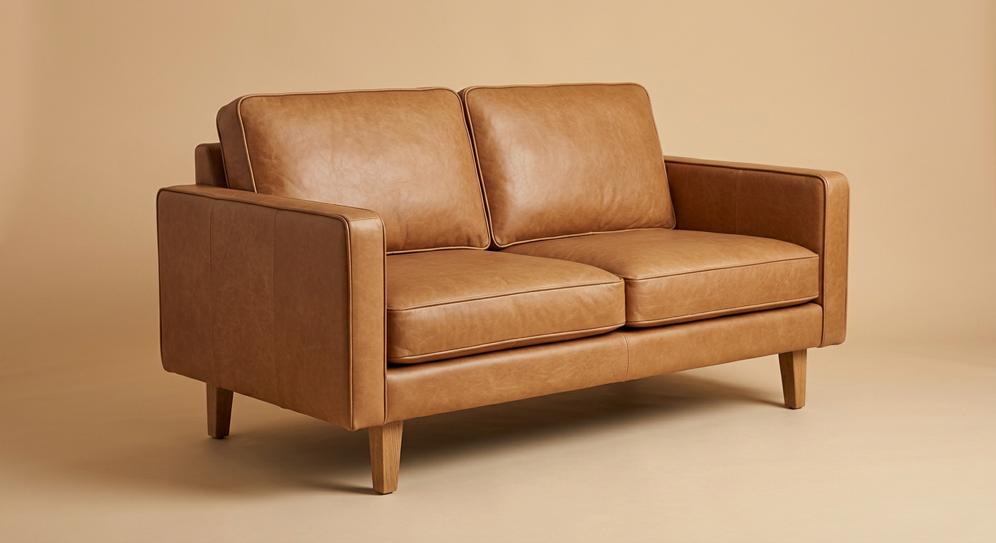 Ashby Square Arm Leather Loveseat