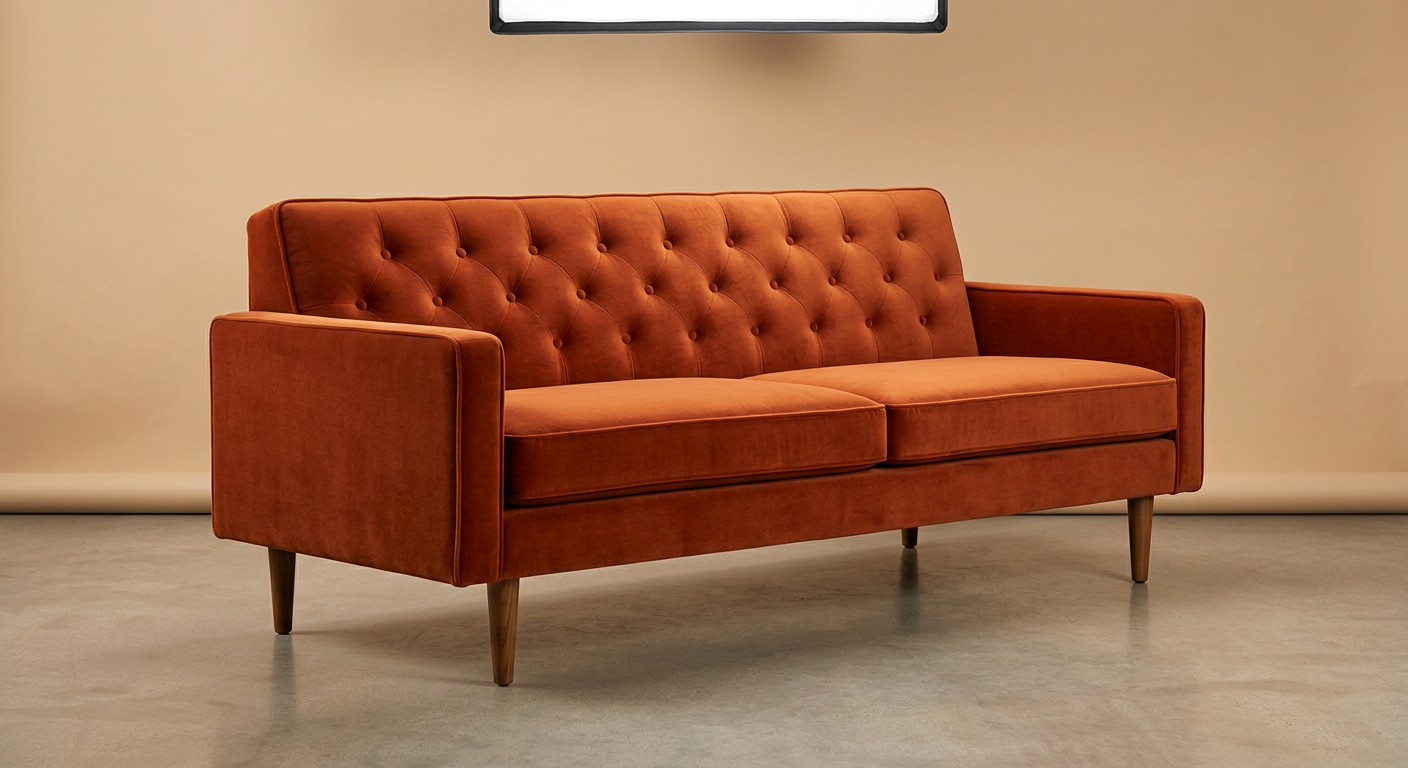 Everett Mid-Century Tufted Velvet Sofa