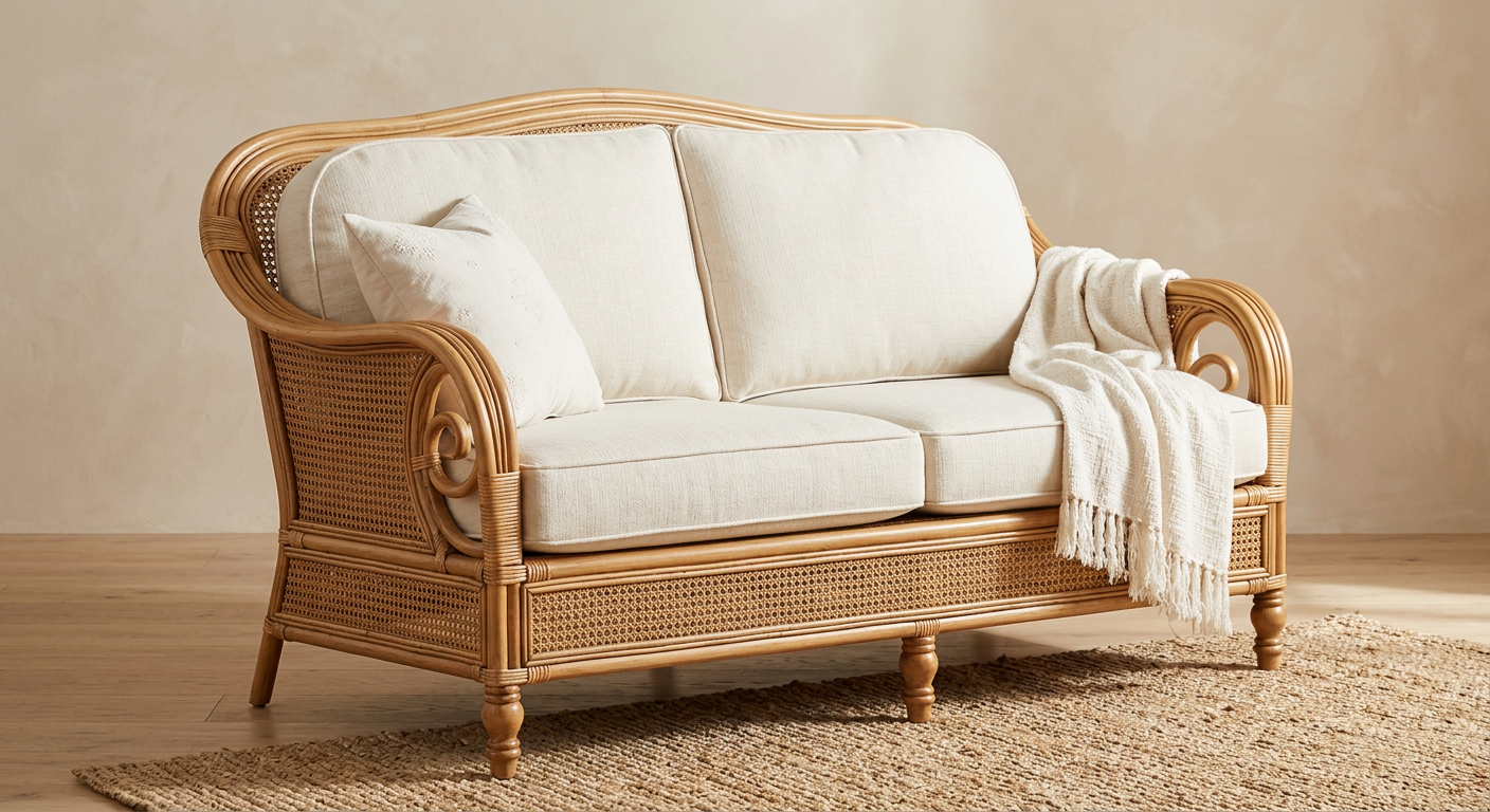 Tobin Natural Rattan Loveseat